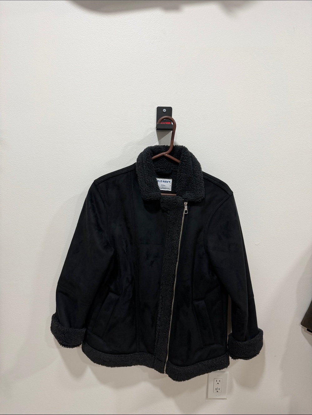 Old Navy Black Faux Shearling Zip-Up Jacket